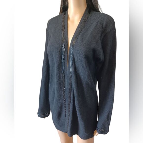 Liz Claiborne Sweaters - Liz Claiborne Black Cardigan with Beaded Trim Medium